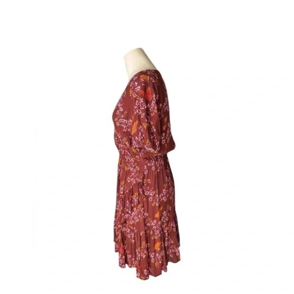 MADEWELL Ruffle Wrap Dress In Windowbox Floral & Butterfly Print Size 6 - Picture 3 of 7